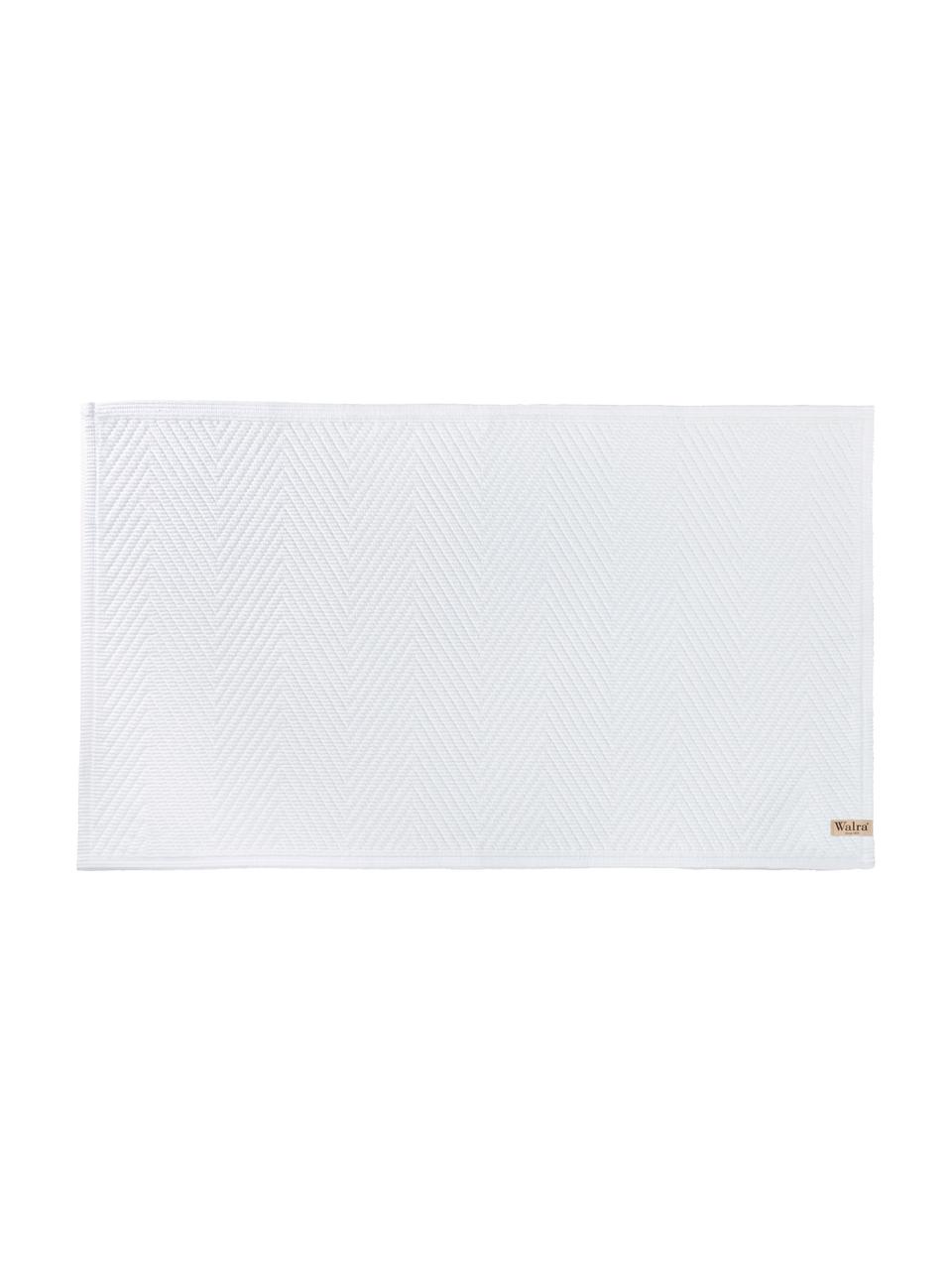 Badvorleger Soft Cotton mit Fischgrätmuster, 100% Baumwolle, Weiß, 60 x 100 cm
