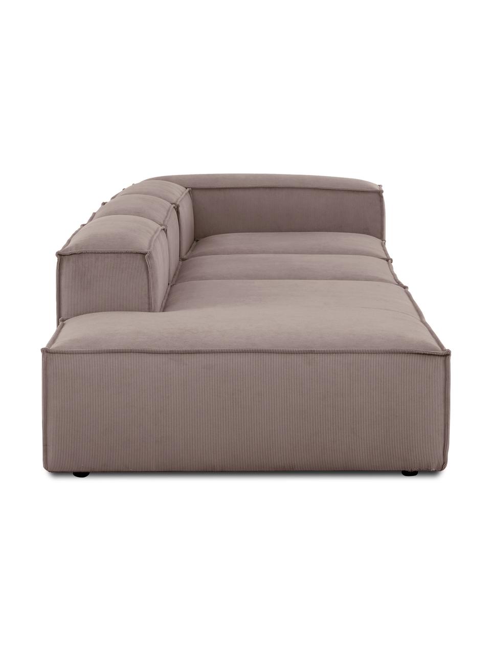 Modulárny XL šezlong z menčestru Lennon, Menčestrová hnedá, Š 357 x H 119 cm, s operadlom napravo