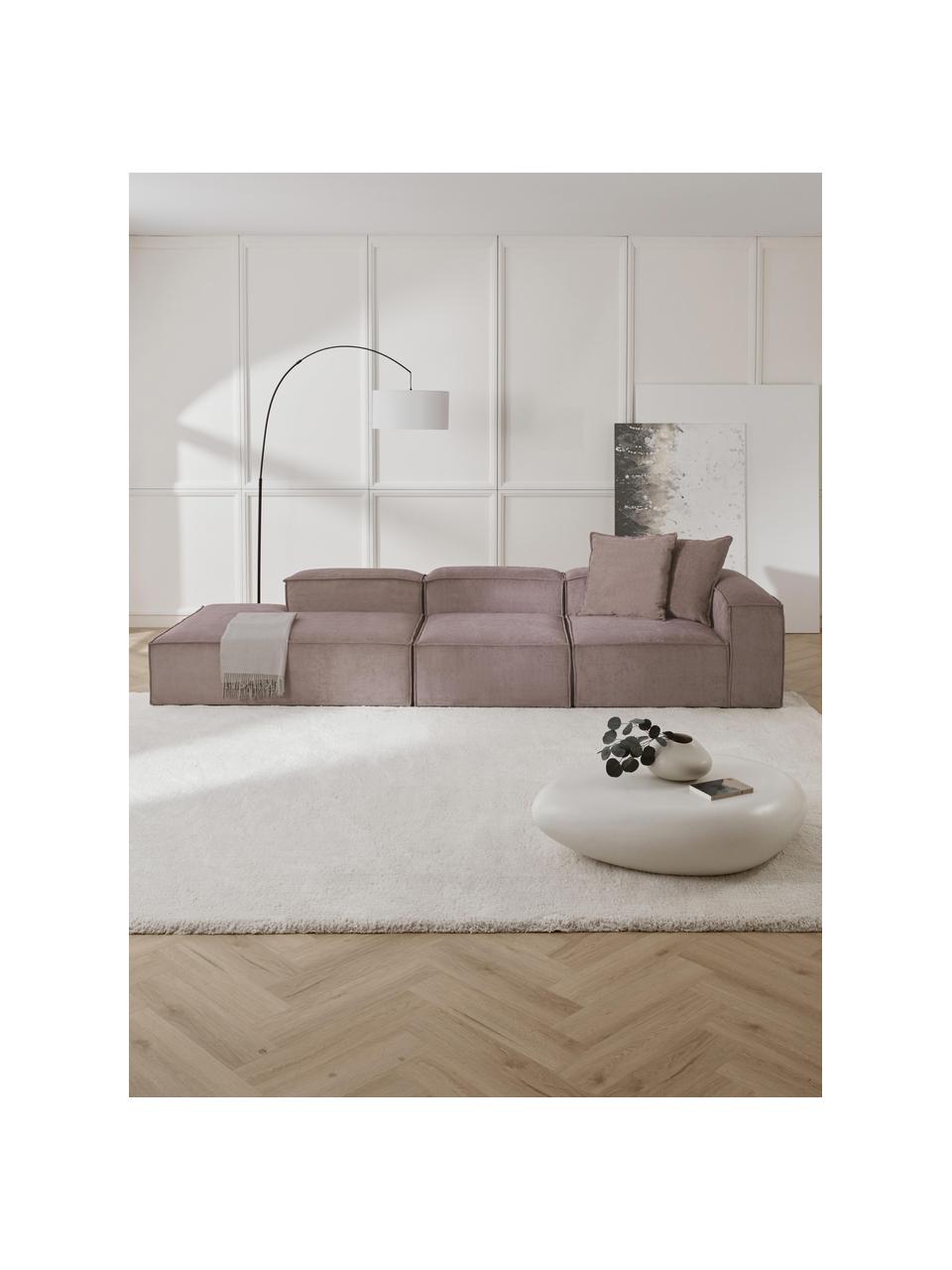 Modulaire XL chaise longue Lennon van corduroy, Bekleding: corduroy (92% polyester, , Frame: massief grenenhout, multi, Poten: kunststof De poten bevind, Corduroy taupe, B 357 x D 119 cm, rugleuning rechts