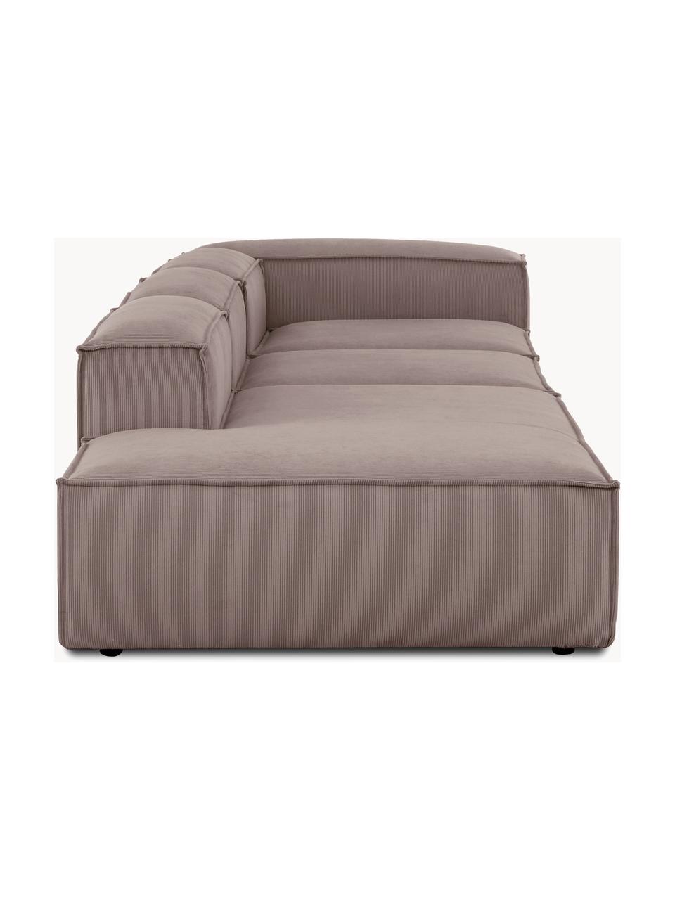 Modulaire XL chaise longue Lennon van corduroy, Bekleding: corduroy (92% polyester, , Frame: massief grenenhout, multi, Poten: kunststof De poten bevind, Corduroy taupe, B 357 x D 119 cm, rugleuning rechts