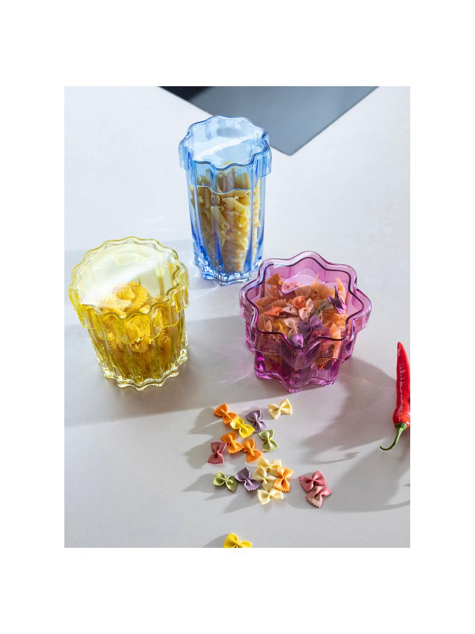 Handgemaakte glas-opbergpot Astral, Glas, Geel, Ø 12 x H 17 cm