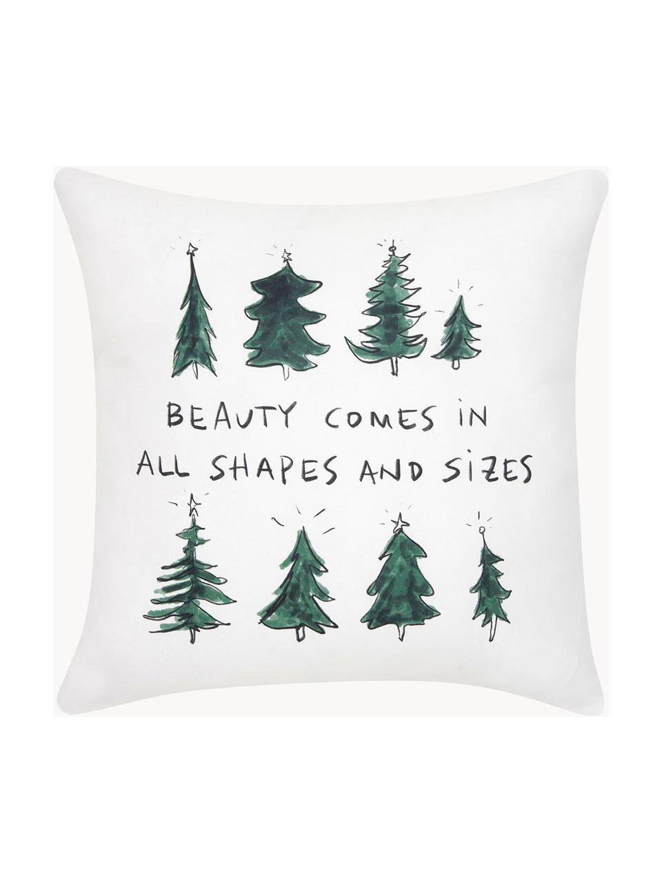 Copricuscino di Kera Till Beauty, Cotone, Verde scuro, bianco, Larg. 40 x Lung. 40 cm