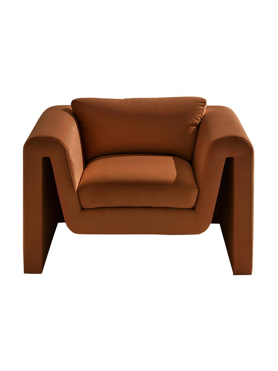 Samt-Loungesessel Mika in Braun, Bezug: 100 % Polyester, Gestell: Kiefernholz, FSC-zertifiz, Samt Braun, B 105 x T 88 cm