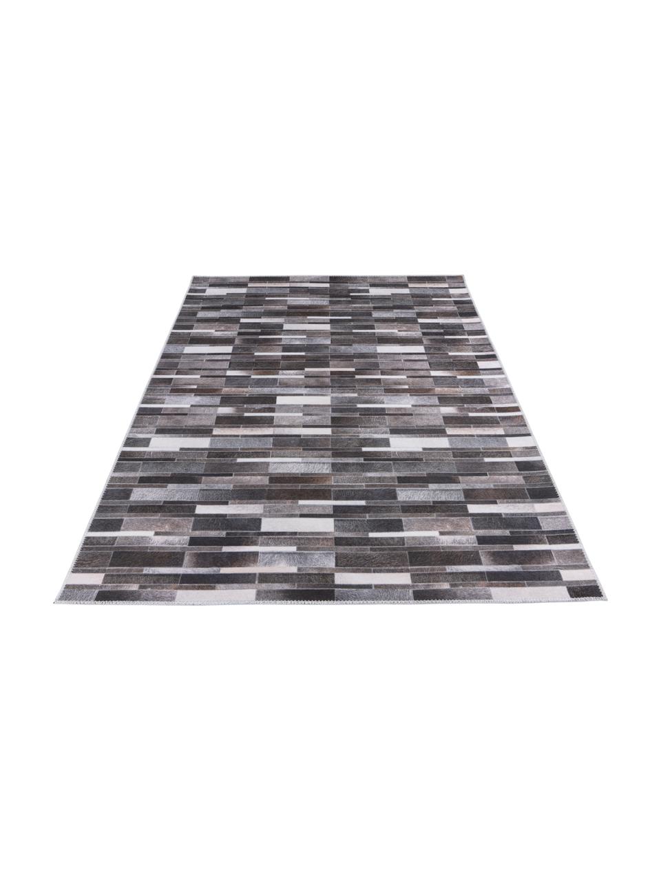 Teppich My Bonanza in Patchwork-Felloptik, Flor: 100% Polyester, Beige, Braun- und Grautöne, B 80 x L 150 cm (Größe XS)