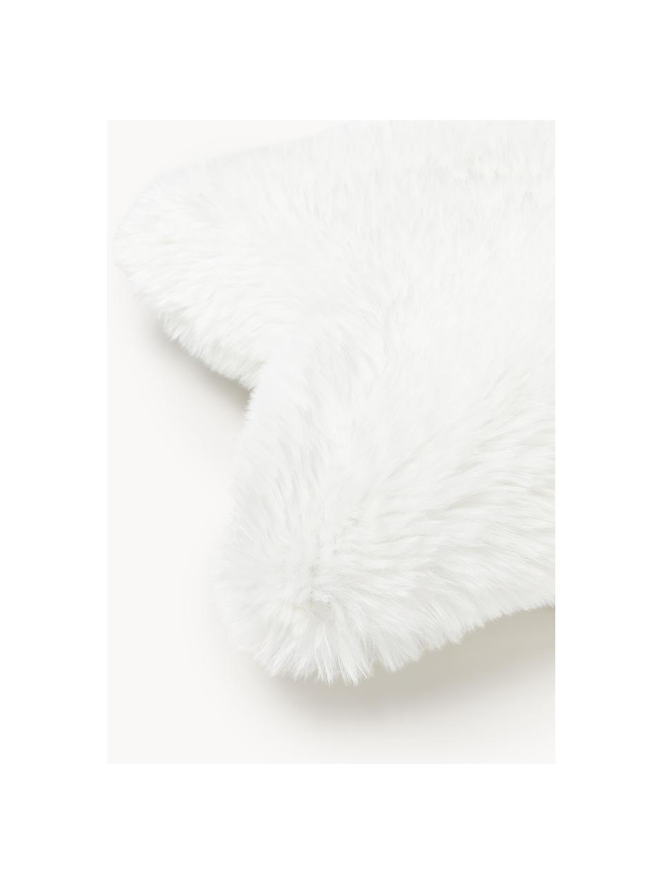 Coussin décoratif en fourrure synthétique moelleuse Danica, Blanc cassé, larg. 42 x long. 42 cm