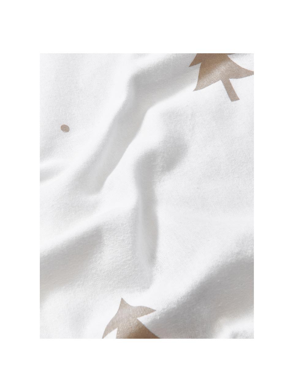 Funda nórdica de franela X-mas Tree, Blanco, beige, Cama 90 cm (155 x 220 cm)