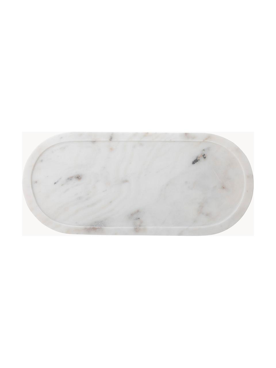 Marmeren dienblad Emmaluna, Marmer, Wit, gemarmerd, B 46 x D 20 cm