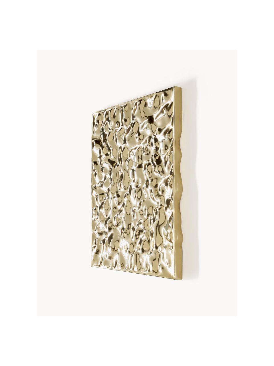 Wandobject Splash met een gehamerd oppervlak, Aluminium, gepolijst, gelakt, Goudkleurig, B 60 x H 80 cm