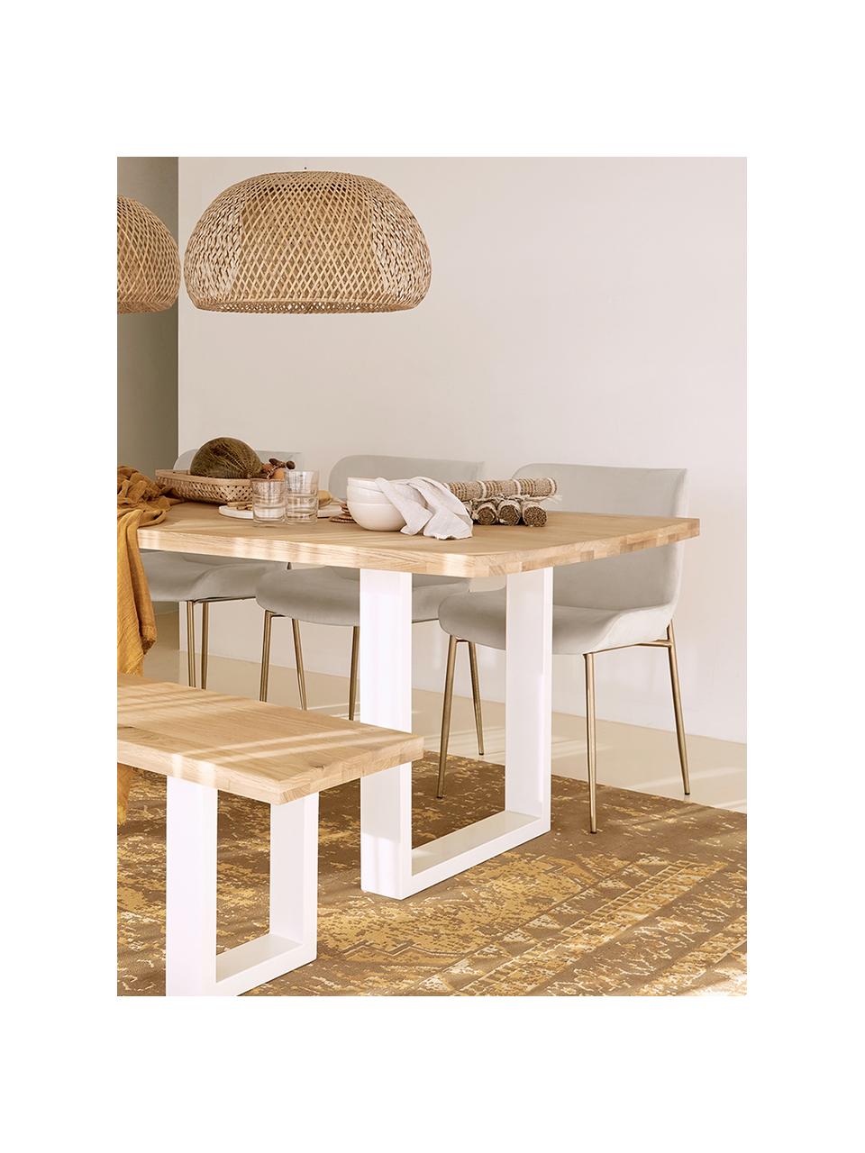 Jedálenský stôl s masívnou drevenou doskou Oliver, Divoký dub, biela