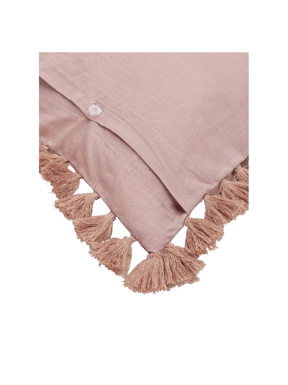 Poszewka na poduszkę z bawełny z chwostami Polly, 2 szt., Brudny różowy, S 40 x D 80 cm