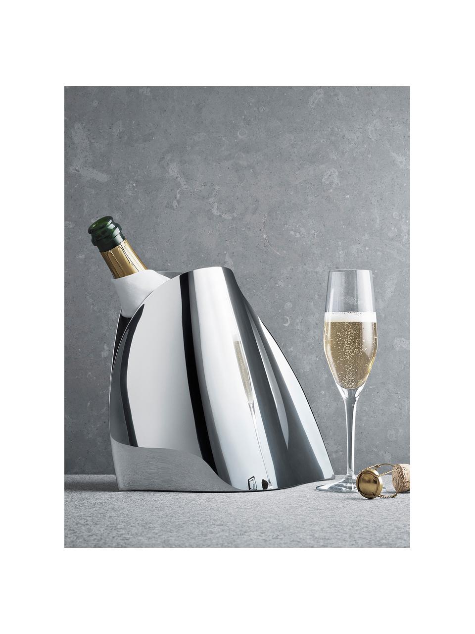 Edelstahl-Champagnerkühler Indulgence in organischer Form, Edelstahl, poliert, Silberfarben, hochglanzpoliert, B 28 x H 23 cm