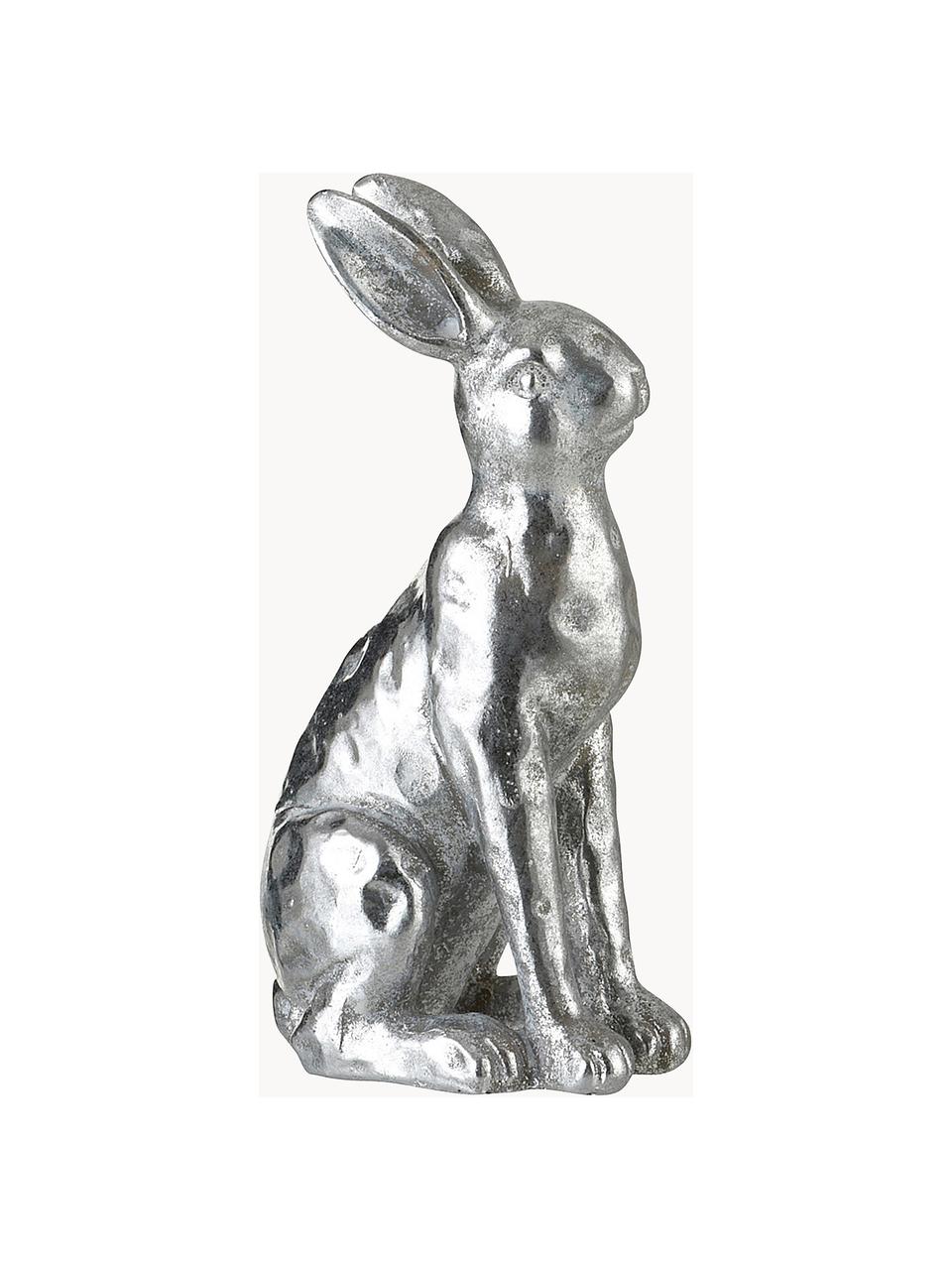 Lapin de Pâques décoratif argenté Hare, Plastique, Couleur argentée, larg. 8 x haut. 15 cm