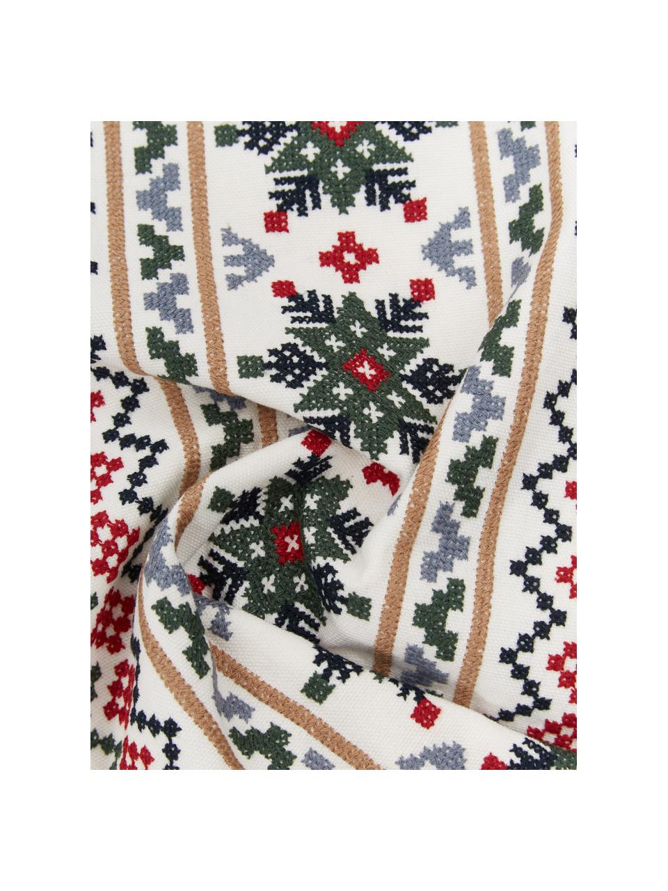 Bestickte Kissenhülle Finn mit winterlichem Motiv, 100 % Baumwolle, Bunt, B 45 x L 45 cm