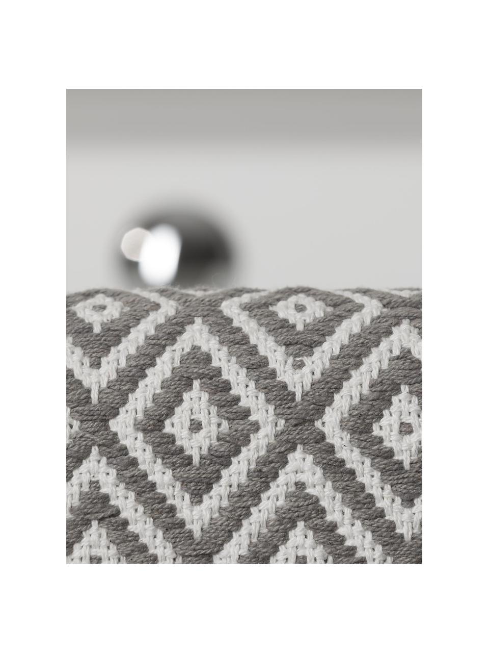 Dywanik łazienkowy w stylu boho Erin, 100% bawełna, Szary, biały, S 60 x D 90 cm