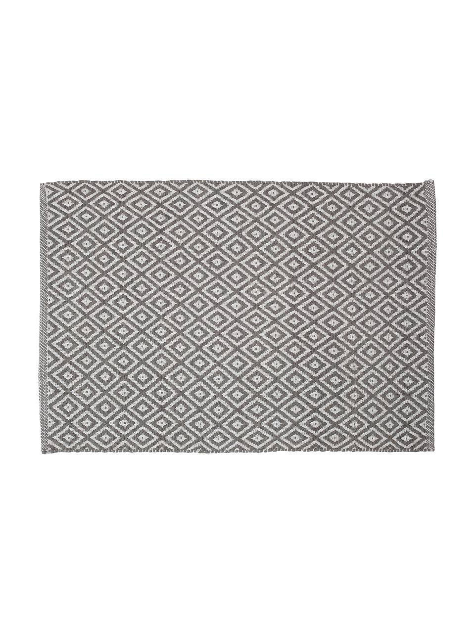 Tapis de bain style ethno monochrome Erin, 100 % coton, Gris, blanc, larg. 60 x long. 90 cm