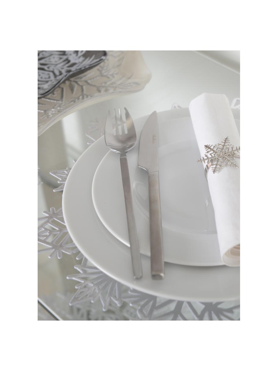 Schneeflocken-Tischsets Snowflake in Silber, 2 Stück, Kunststoff (PCV), Silberfarben, Ø 38 cm