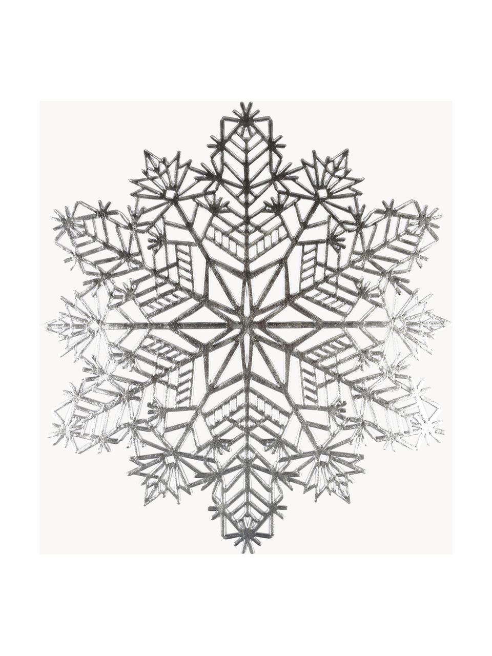 Stolové prestieranie v dizajne snehovej vločky Snowflake, 2 ks, Plast (PCV), Odtiene striebornej, Ø 38 cm