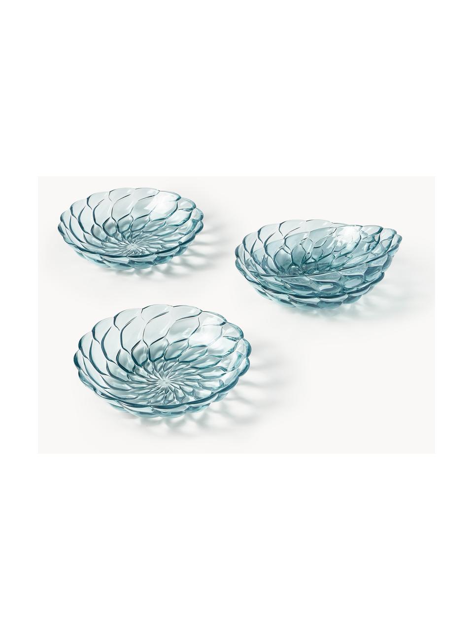 Assiettes creuses avec motif texturé Jellies, 4 pièces, Plastique, Bleu ciel, Ø 22 cm
