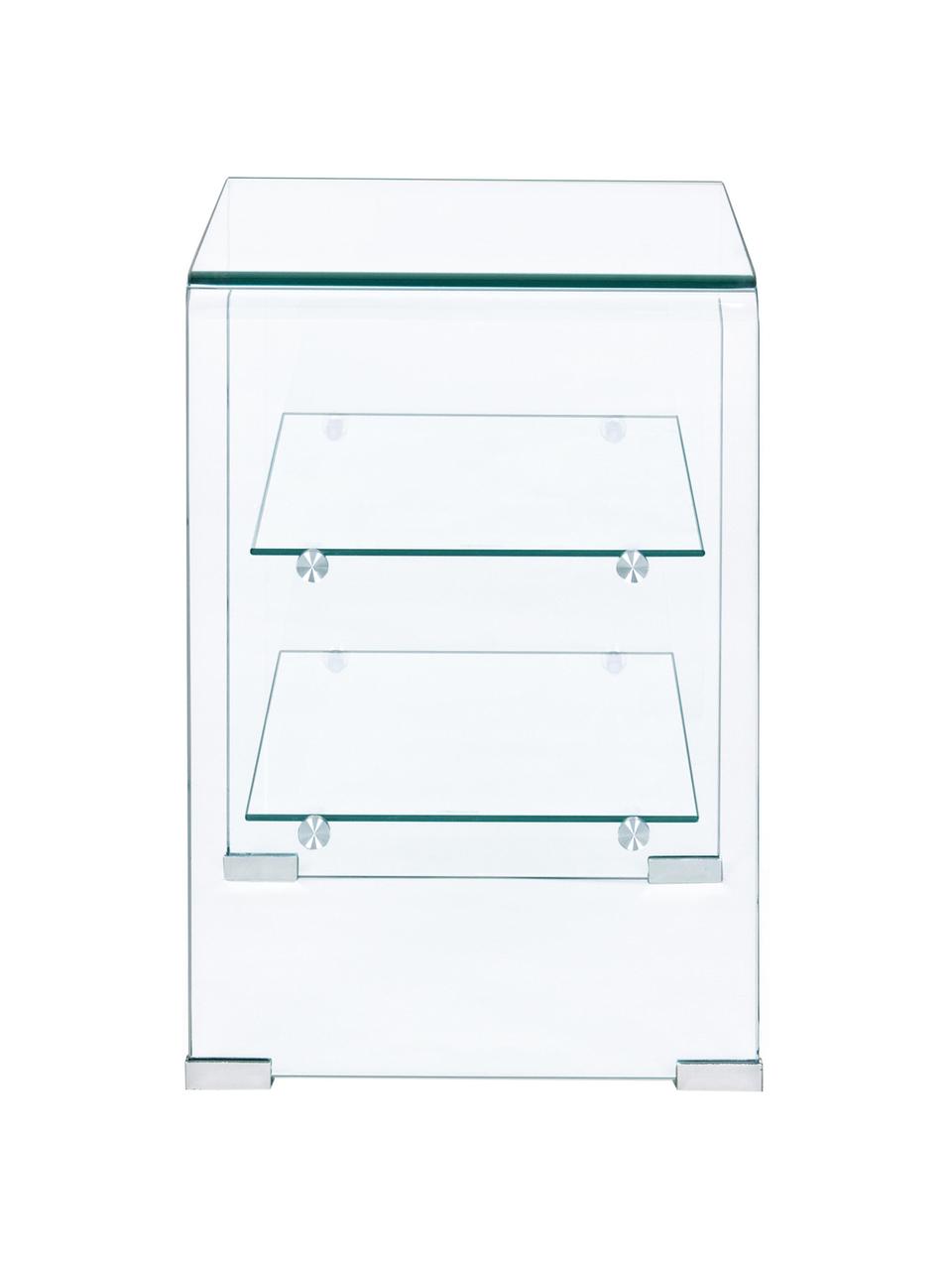 Mesita de noche de vidrio Eben, Vidrio, Transparente, An 50 x Al 58 cm