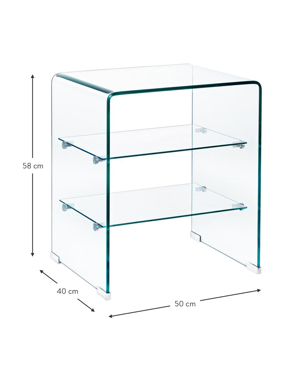 Glazen nachtkastje Eben, Glas, Transparant, B 50 x H 58 cm
