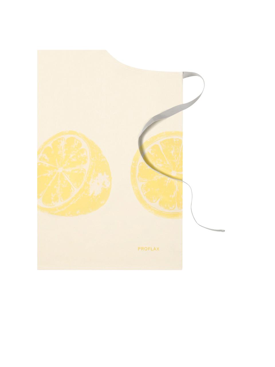 Baumwoll-Schürze Zitrone, 100% Baumwolle, Gelb, Grau, 80 x 80 cm