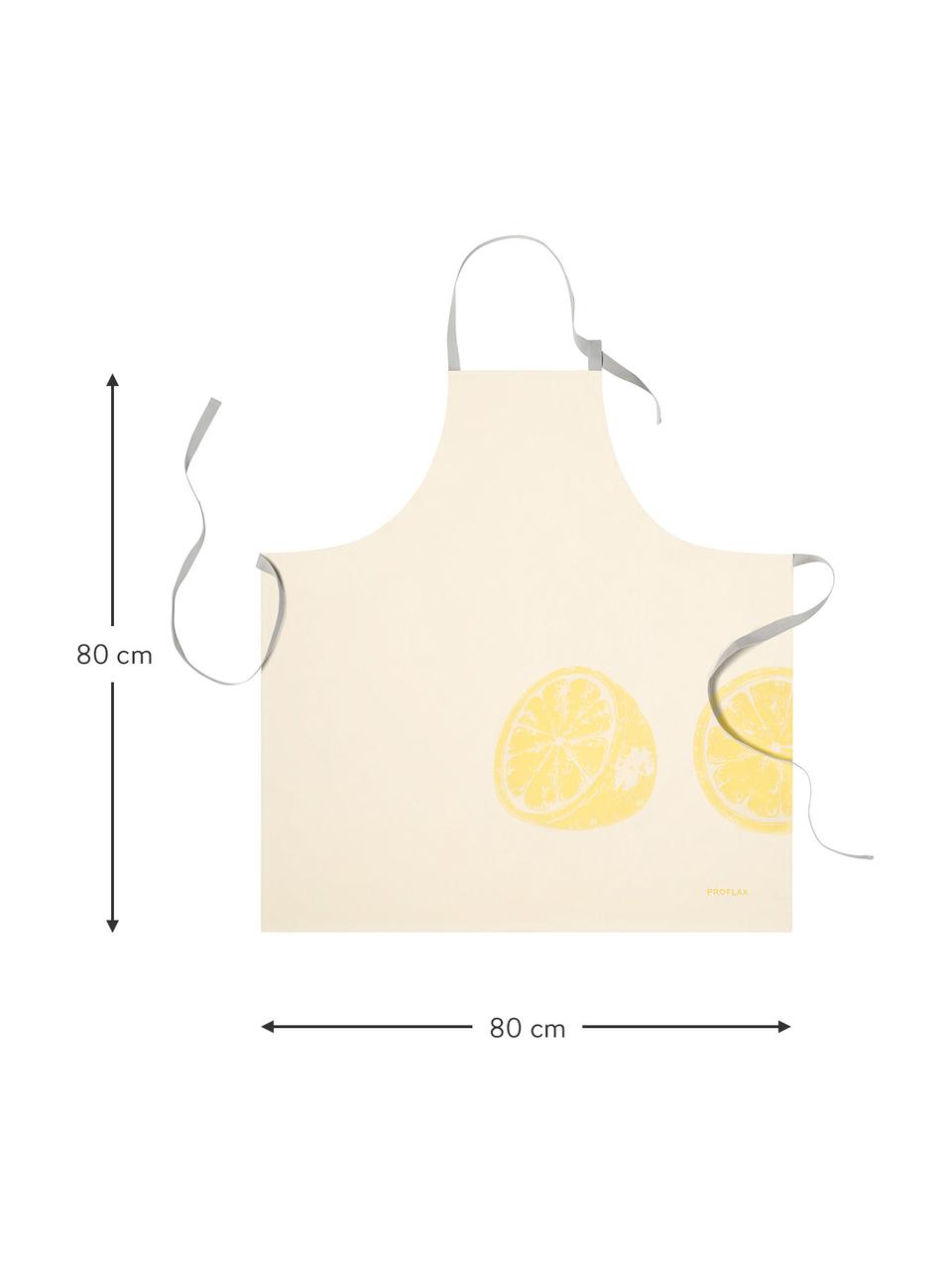 Baumwoll-Schürze Zitrone, 100% Baumwolle, Gelb, Grau, 80 x 80 cm