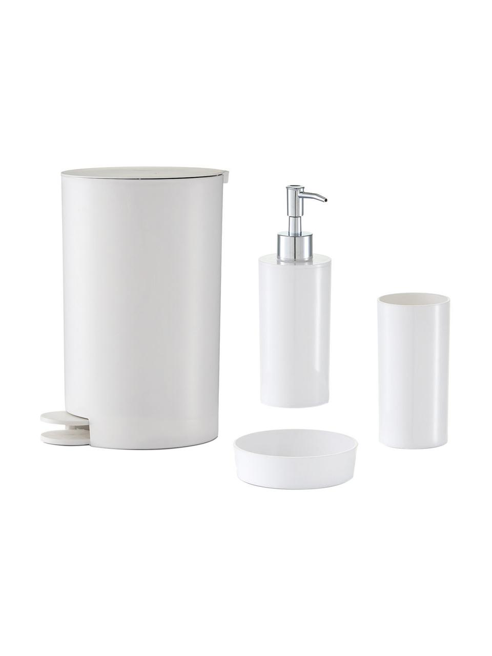 Set 4 accessori da bagno Nika, Materiale sintetico, Bianco, Set in varie misure