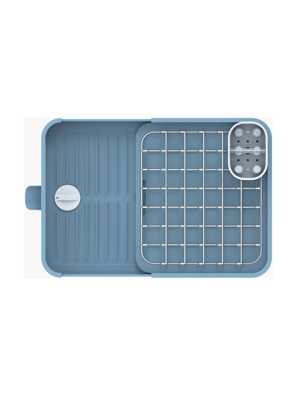 Výsuvný odkapávač na nádobí s nastavitelným výtokem vody Extend, Ocel, polypropylen (PP), Modrá, Š 36 cm, V 16 cm