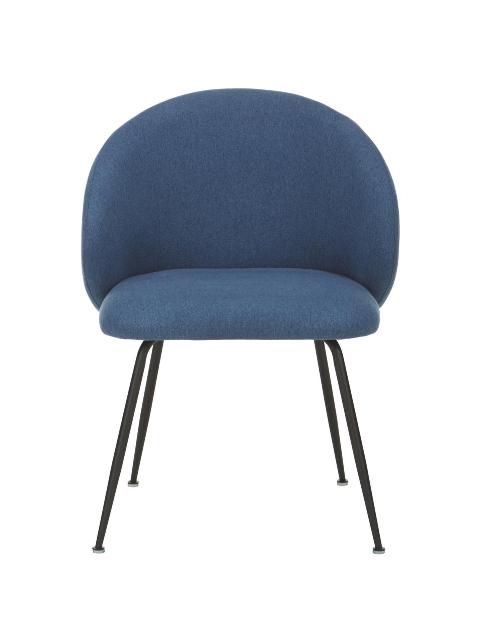 Gestoffeerde stoelen Luisa, 2 stuks, Bekleding: 100% polyester, Poten: gepoedercoat metaal, Geweven stof blauw, zwart, B 61 x D 58 cm