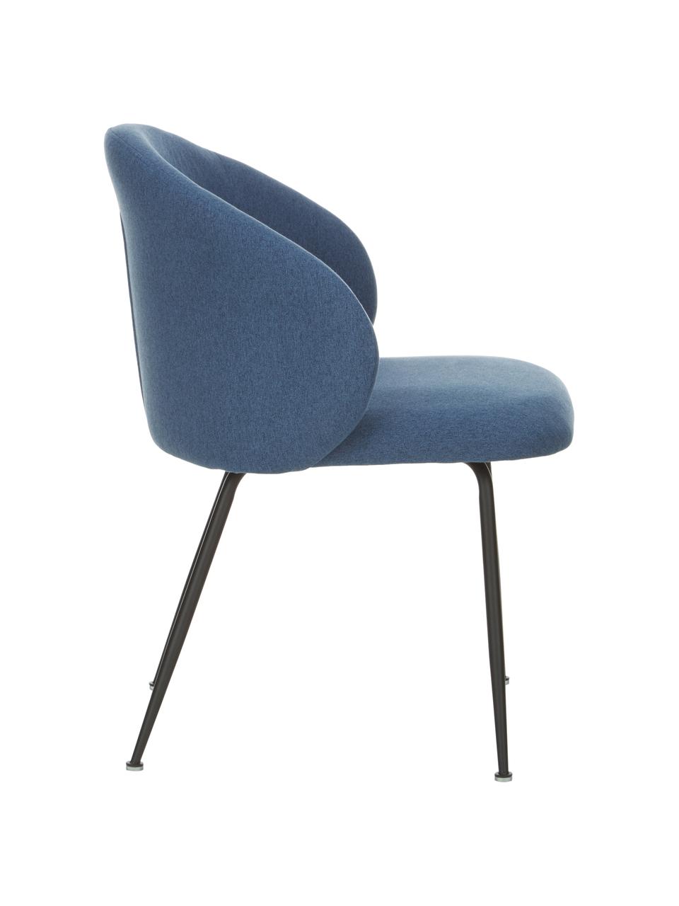 Gestoffeerde stoelen Luisa, 2 stuks, Bekleding: 100% polyester, Poten: gepoedercoat metaal, Geweven stof blauw, zwart, B 61 x D 58 cm