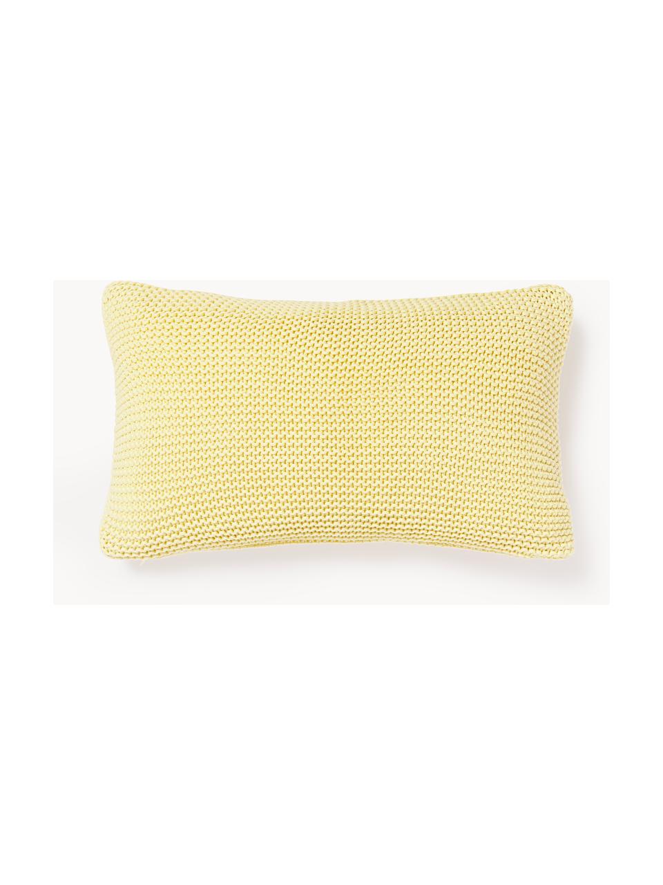 Dzianinowa poszewka na poduszkę z bawełny organicznej Adalyn, 100% bawełna organiczna, certyfikat GOTS, Jasny żółty, S 30 x D 50 cm