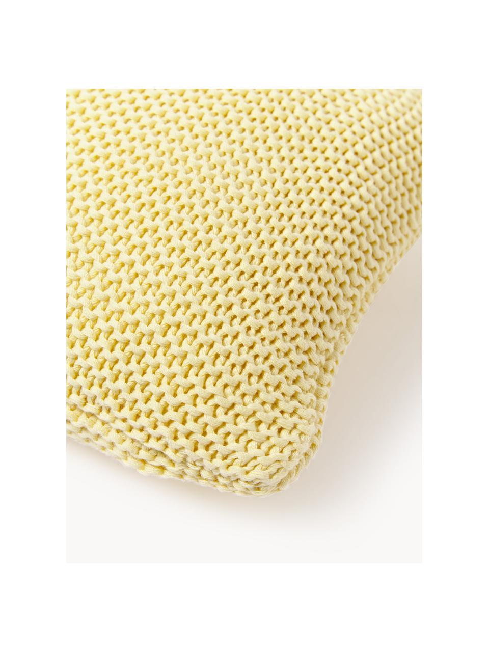 Housse de coussin rectangulaire jaune en tricot Adalyn, 100 % coton bio, certifié GOTS, Jaune clair, larg. 30 x long. 50 cm