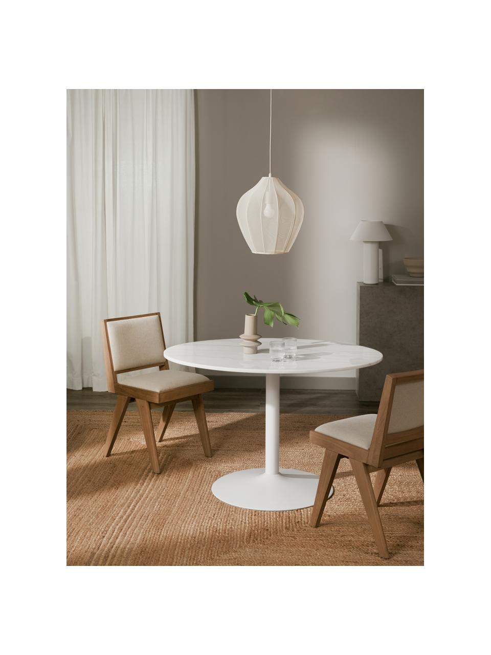 Tavolo ovale in marmo Miley, 120 x 90 cm, Struttura: metallo verniciato a polv, Bianco marmorizzato, Larg. 120 x Prof. 90 cm