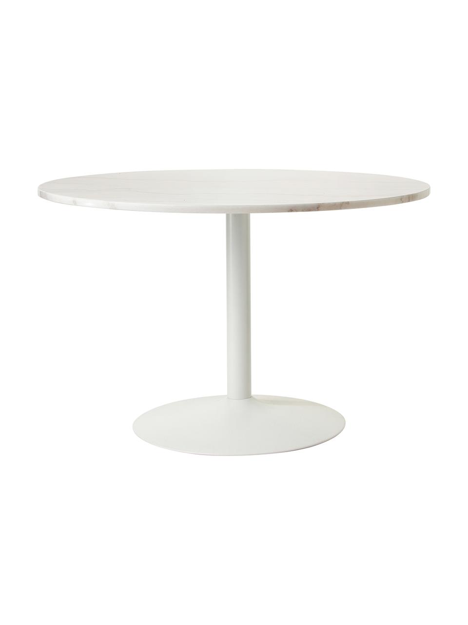 Stół do jadalni z marmuru Miley, Blat: marmur, Stelaż: metal malowany proszkowo, Biały, marmurowy, S 120 x G 90 cm