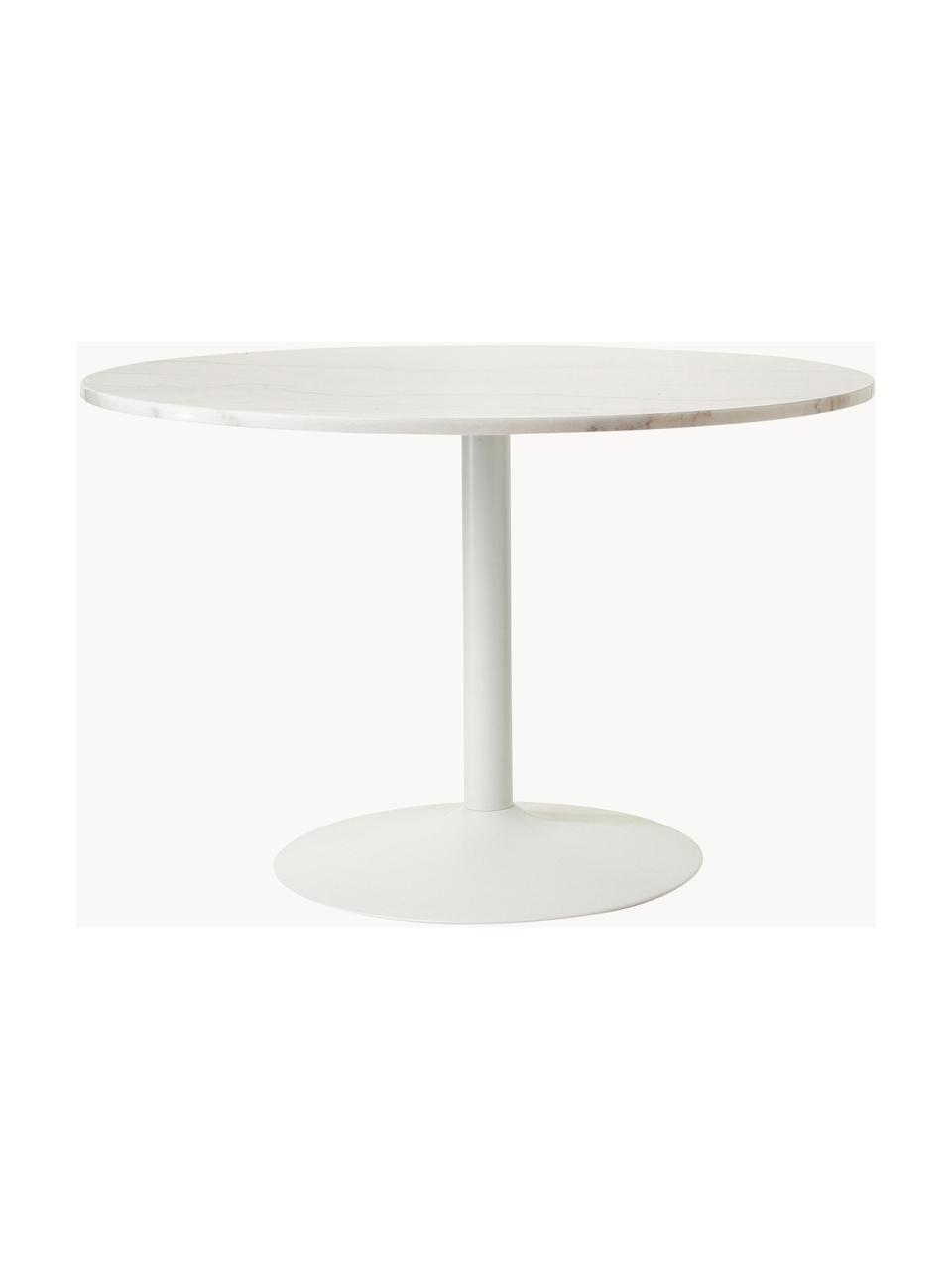 Stół do jadalni z marmuru Miley, Blat: marmur, Stelaż: metal malowany proszkowo, Biały, marmurowy, S 120 cm