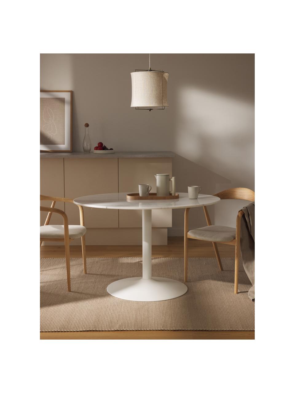 Table ovale en marbre Miley, 120 x 90 cm, Blanc, marbré, larg. 120 x prof. 90 cm