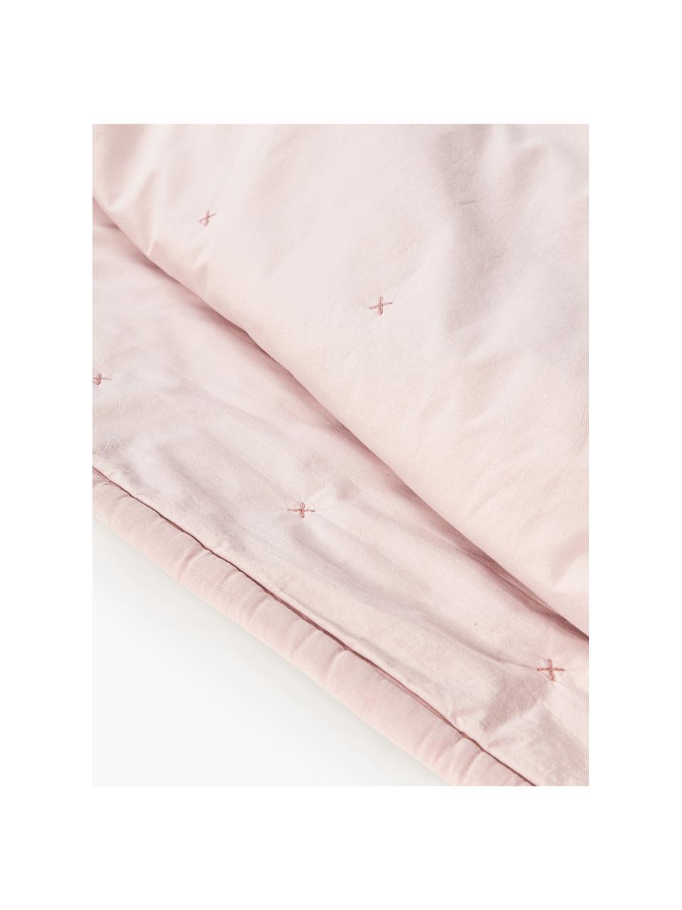 Couvre-lit en coton Lenore, Rose pâle, larg. 250 x long. 230 cm