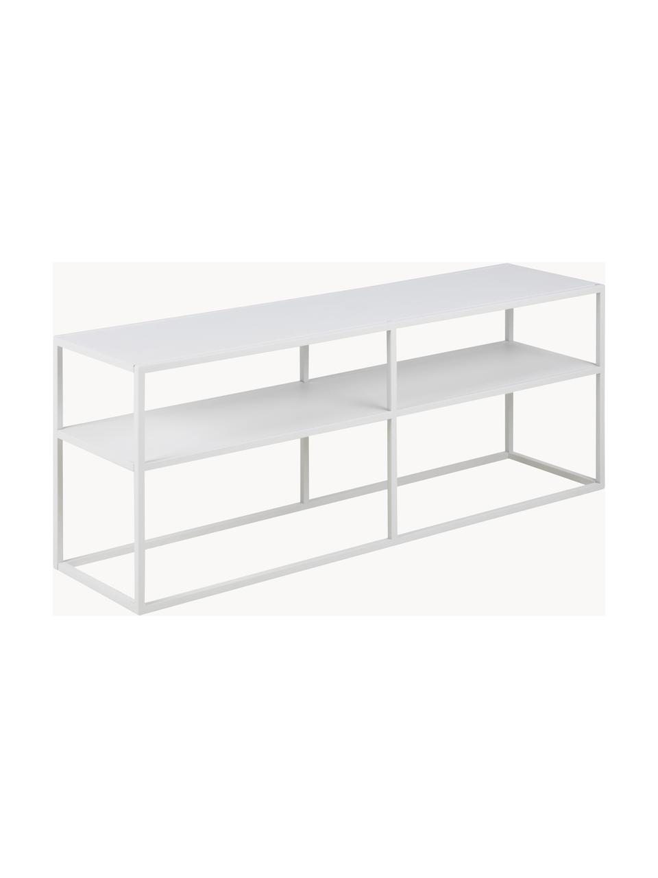 Meuble TV en métal Neptun, Métal, revêtement par poudre, Blanc, larg. 120 x haut. 46 cm