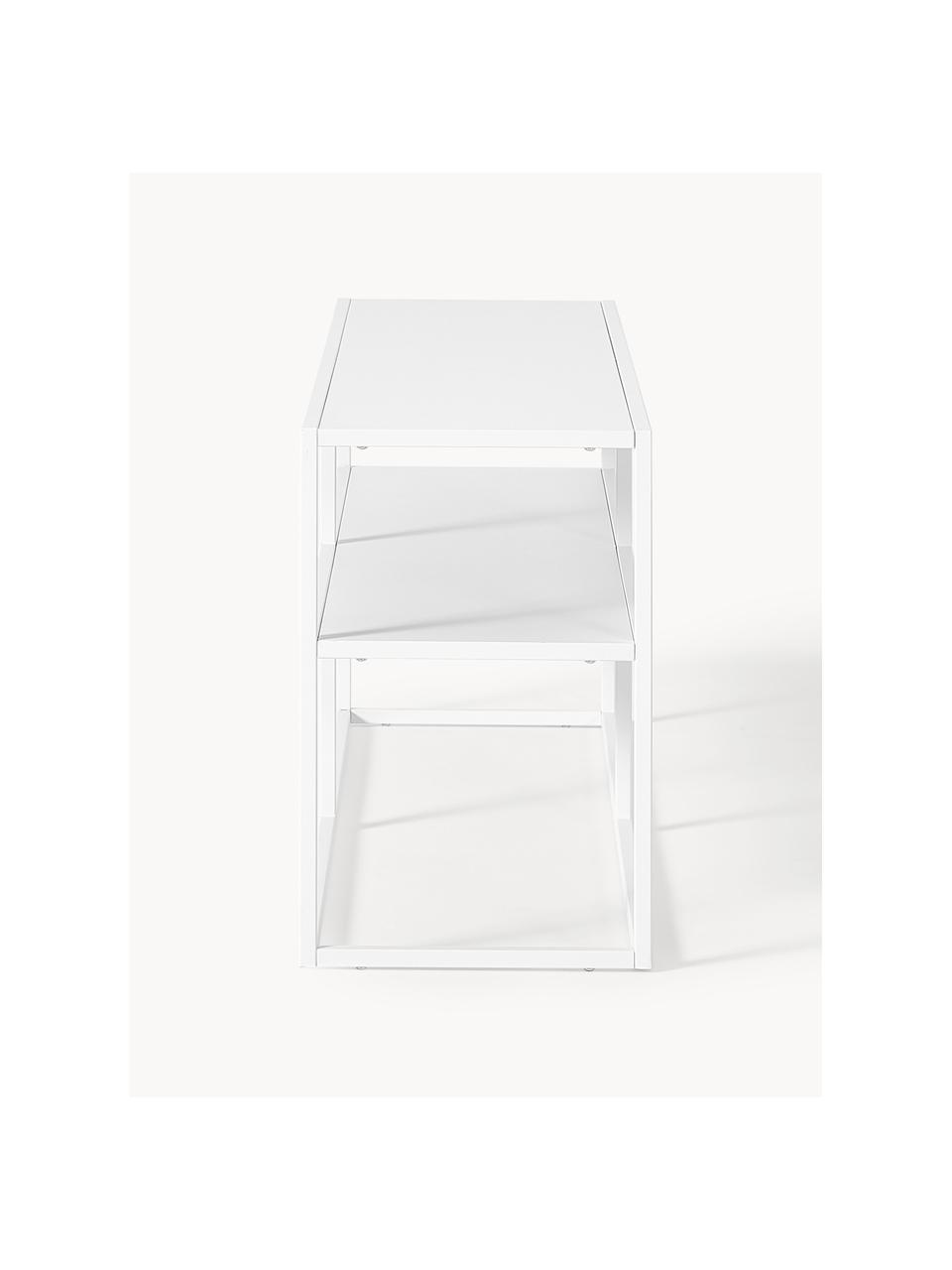 Meuble TV en métal Neptun, Métal, revêtement par poudre, Blanc, larg. 120 x haut. 46 cm