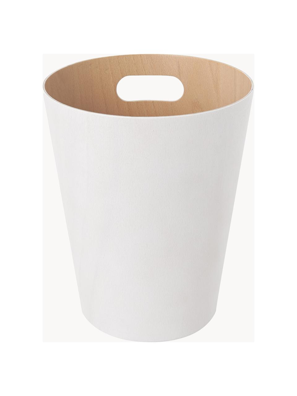 Cestino per carta Woodrow Can, Legno laccato, Bianco, Ø 23 x Alt. 28 cm, 7.5 L