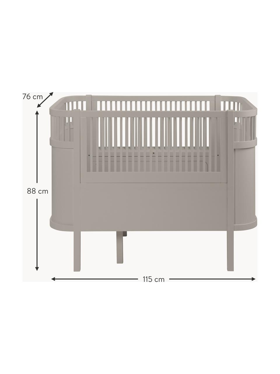 Verlängerbares Babybett Baby & Junior aus Birkenholz, 70 x 110/150 cm, Birkenholz, lackiert, Taupe, B 70 x L 110/150 cm