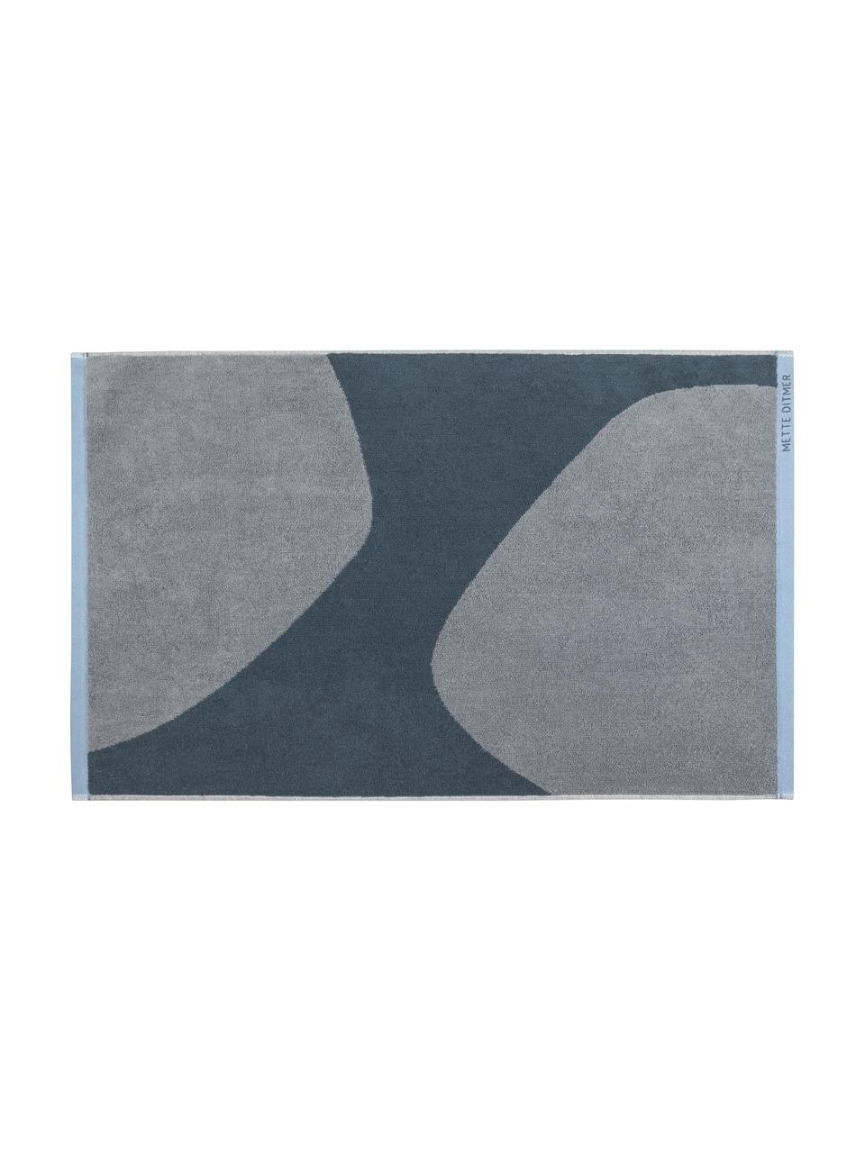 Badvorleger Rock mit abstraktem Muster aus Bio-Baumwolle, 100% Bio-Baumwolle, Blau, Grau, B 50 x L 80 cm