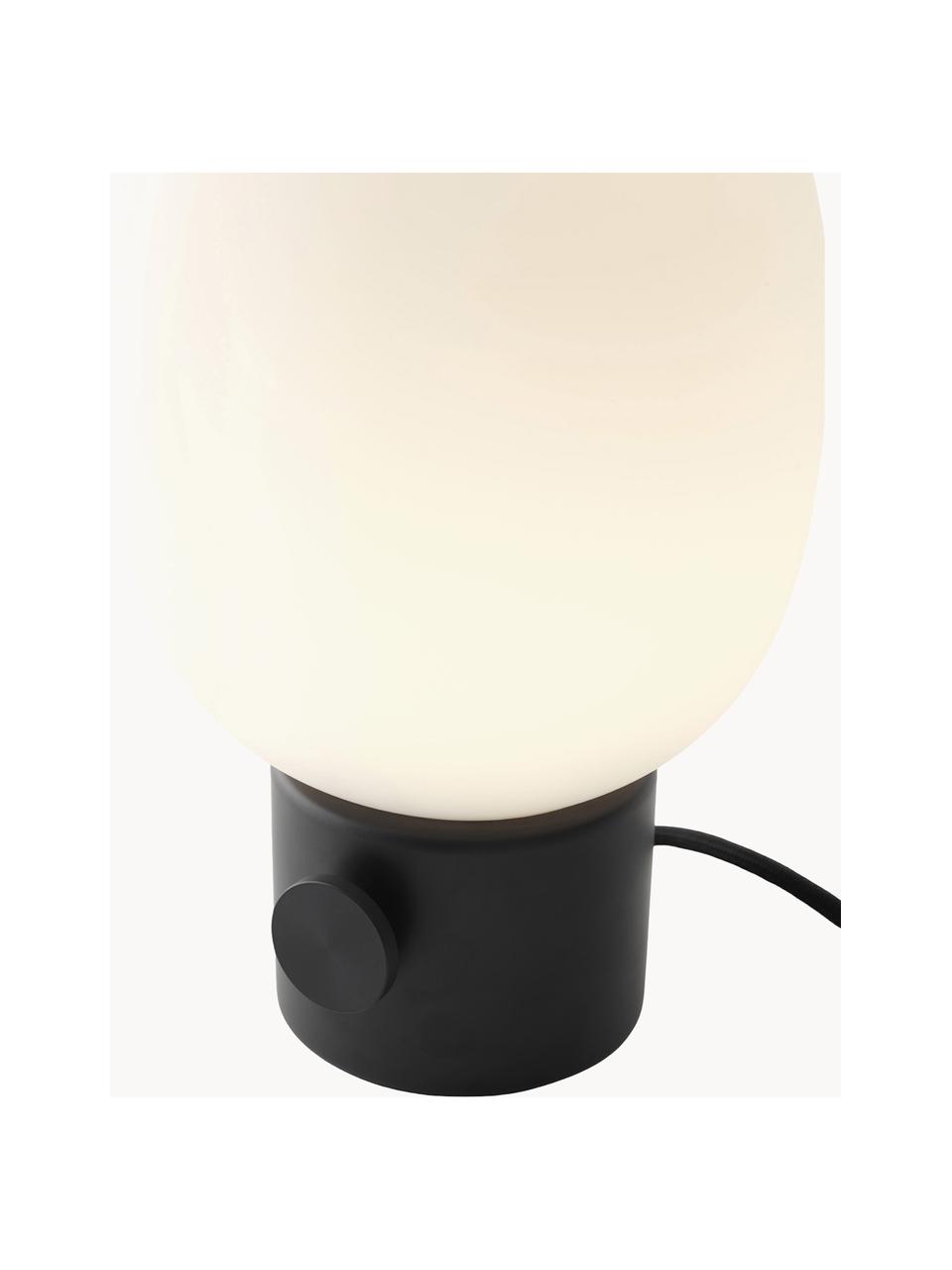 Kleine dimmbare Tischlampe JWDA, H 29 cm, Lampenschirm: Opalglas, Weiss, Schwarz, Ø 17 x H 29 cm