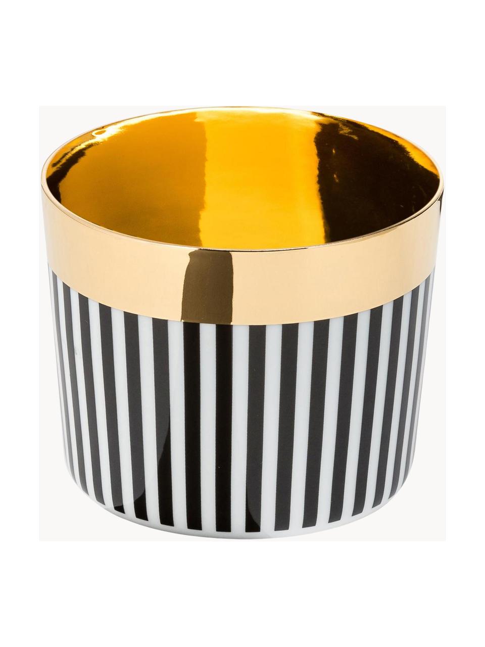 Vergoldeter Champagnerbecher Sip of Gold aus Porzellan, Rand: Vergoldet, Schwarz, Weiß, Gold, Ø 9 x H 7 cm, 300 ml