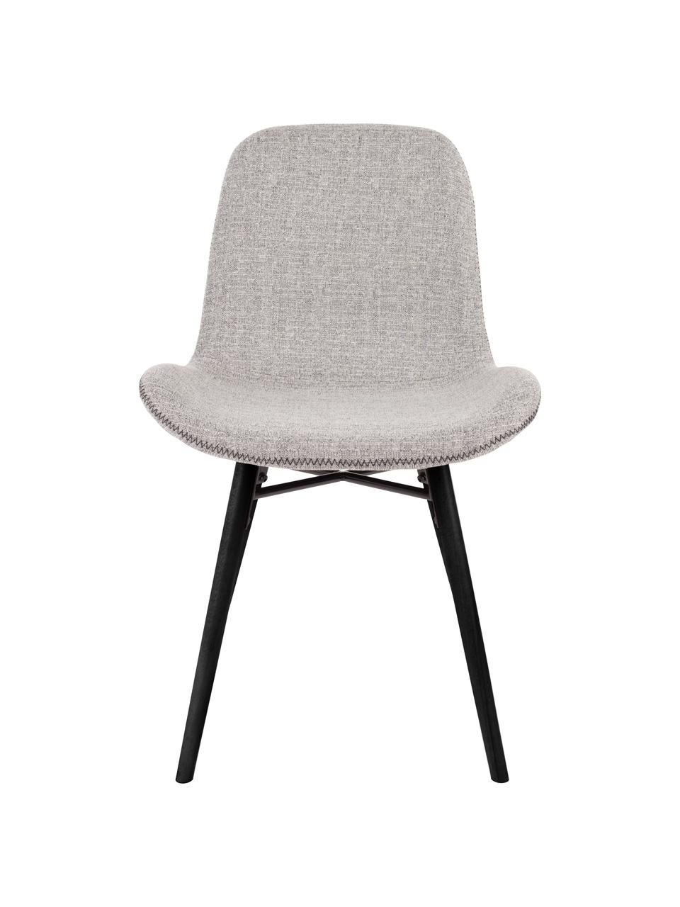 Gestoffeerde stoelen Lester, 2 stuks, Bekleding: 100% polyester, Poten: gelakt beukenhout, Bekleding: lichtgrijs. Poten: zwart, 50 x 81 cm