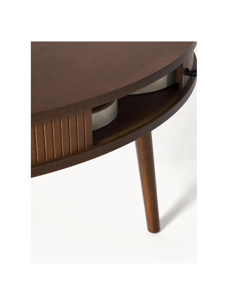 Okrągły stół do jadalni Calary, Ø 120 cm, Blat: płyta pilśniowa średniej , Nogi: drewno dębowe, Drewno naturalne lakierowane na ciemnobrązowo, Ø 120 cm