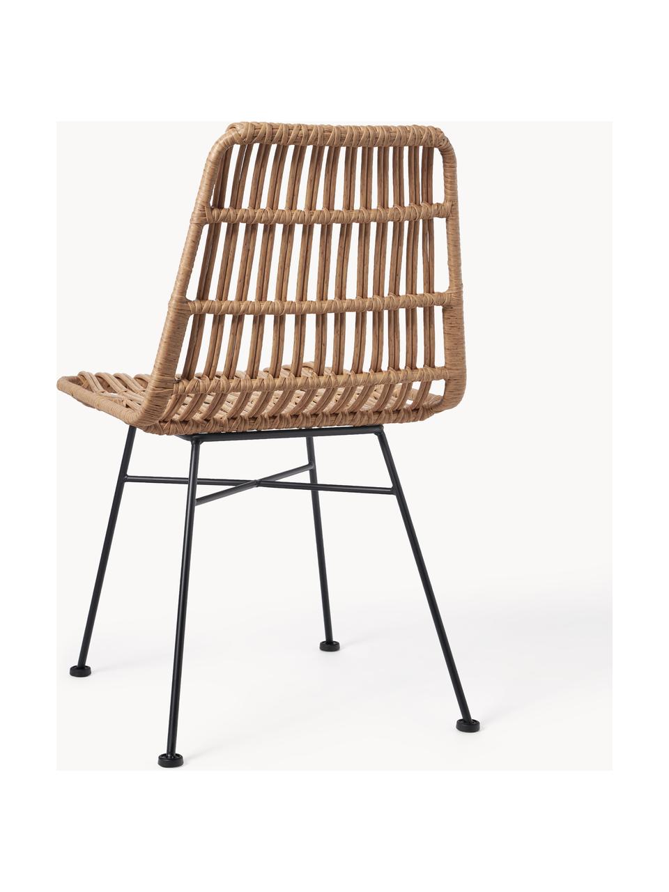 Polyratanové židle Costa, 2 ks, Světle hnědá, černá, Š 47 cm, H 61 cm