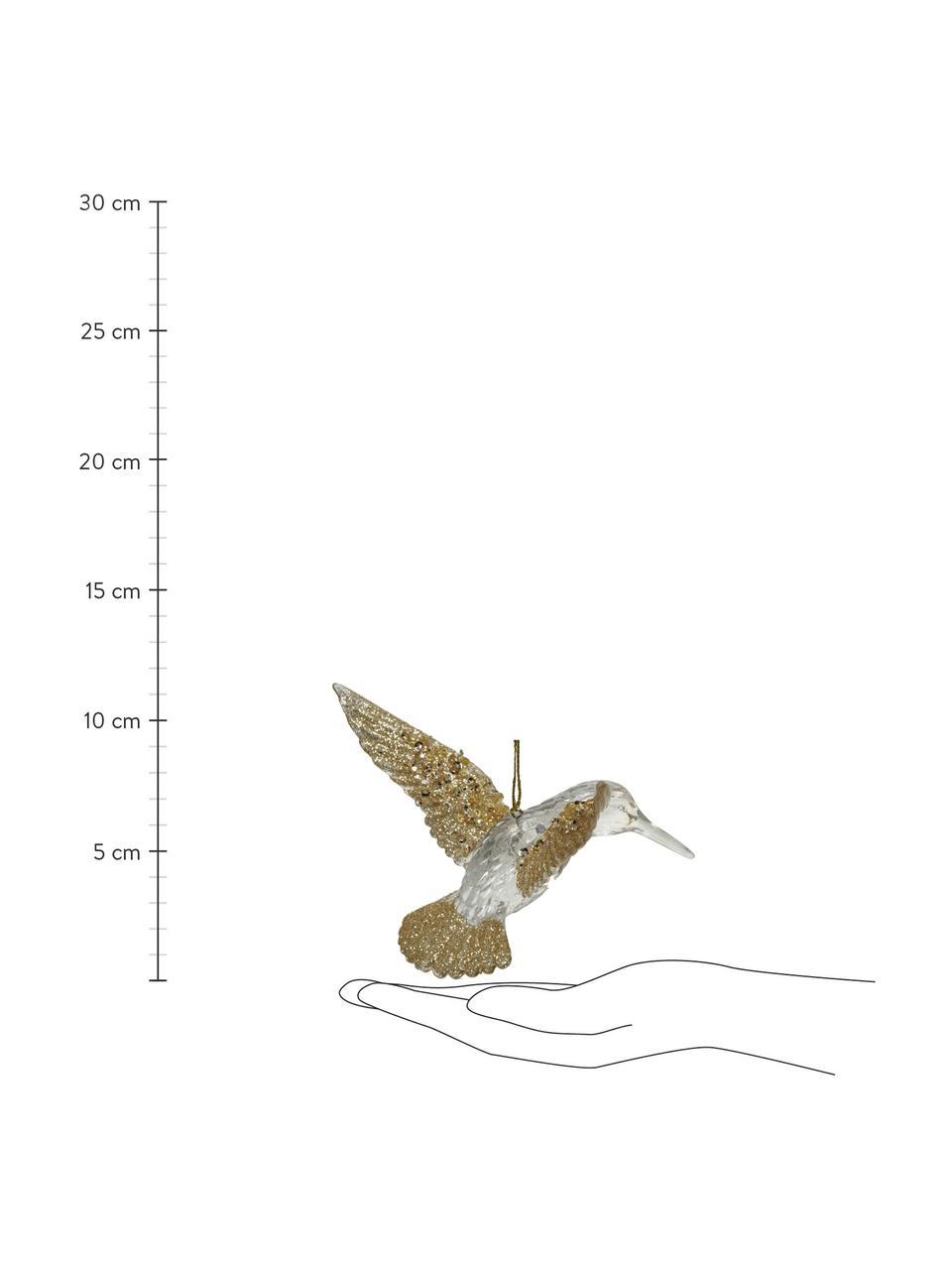 Set 2 ciondoli di Natale infrangibili Kolibri, larg. 14 cm, Dorato, trasparente, Larg. 14 x Alt. 5 cm