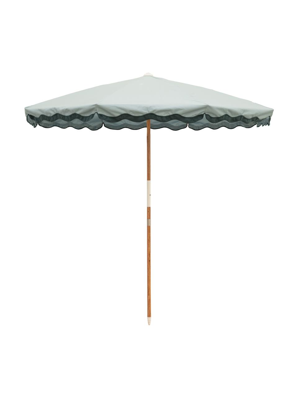 Sombrilla Amalfi, Estructura: madera, Verde menta, Ø 230 x Al 220 cm
