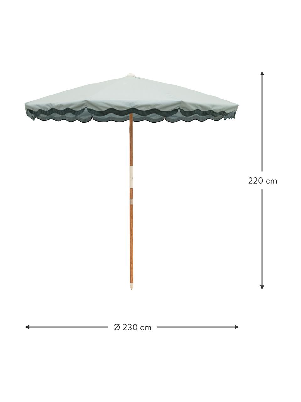 Sombrilla Amalfi, Estructura: madera, Verde menta, Ø 230 x Al 220 cm